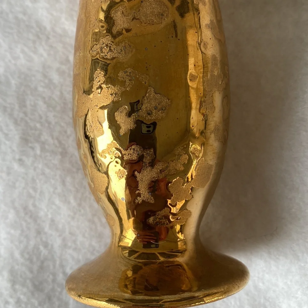 Holley Ross Weeping Gold Splatter Bud Vase Vintage
